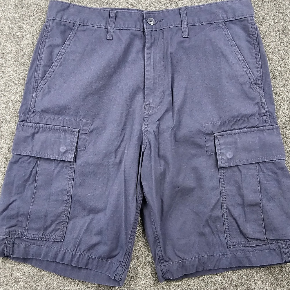 Levi's Cargo Shorts Mens 32 Navy Blue Ripstop Military Utility Outdoor Hiking‎